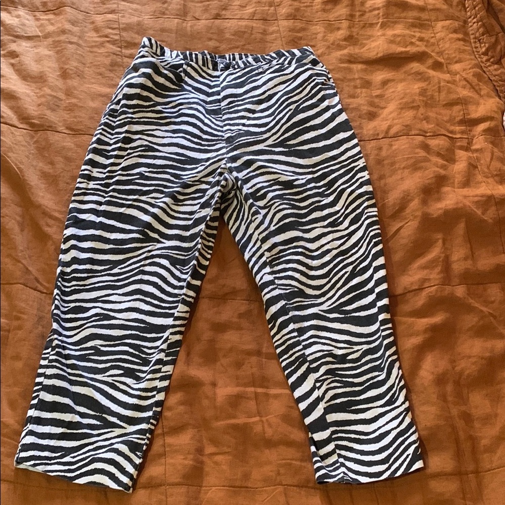 Vintage 80's high waisted Zebra Print Rock and Roll Capris